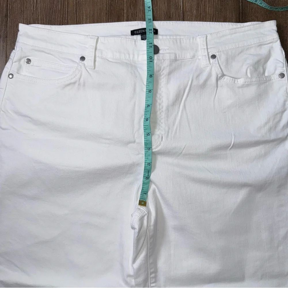 Eileen Fisher Organic Cotton Straight Leg Stretch Denim Pants White - Picture 6 of 14